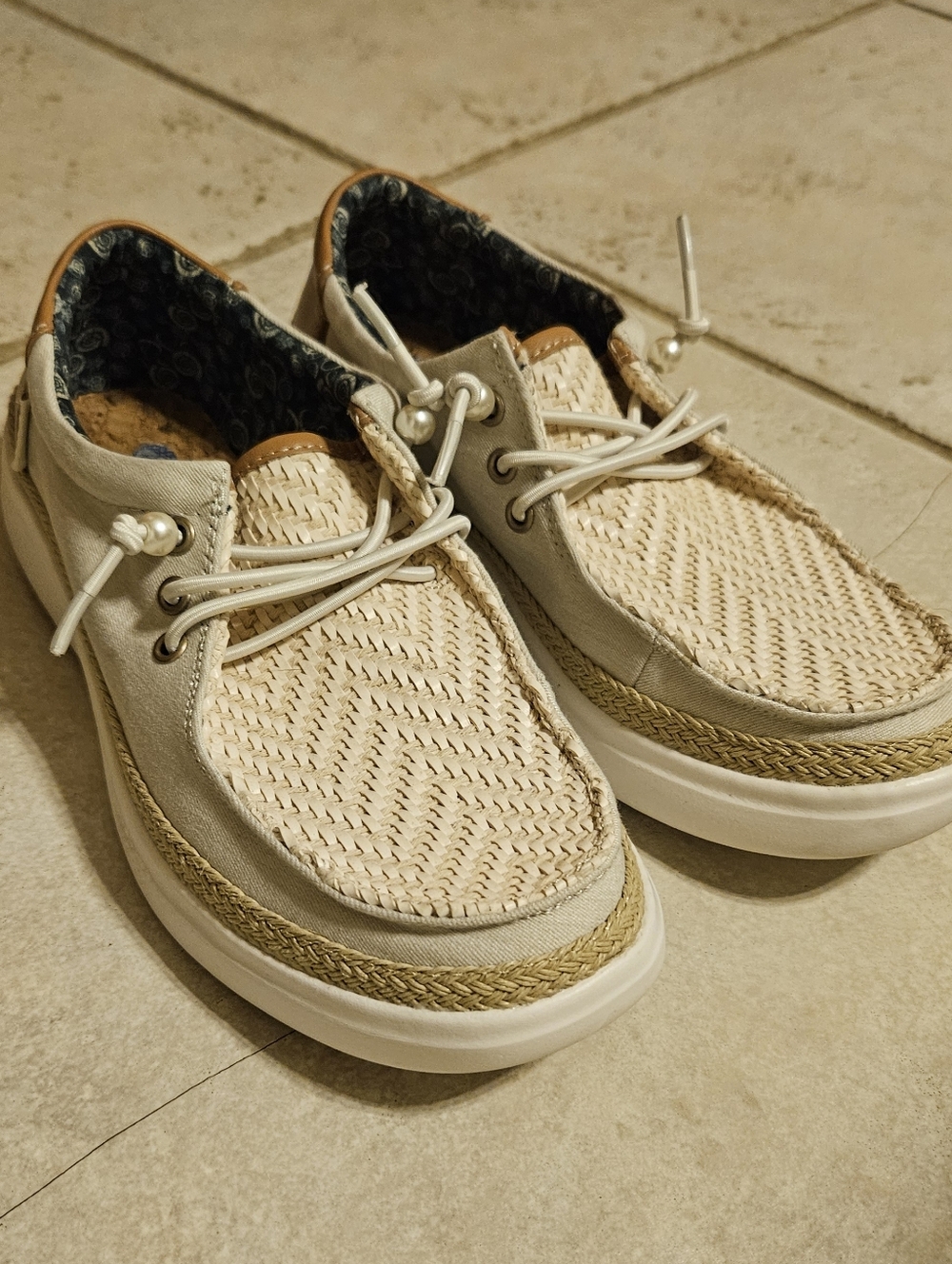 BOBS from Skechers Woven Tan Boat Shoes